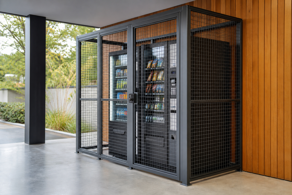 Illustration : Cages de protection sur mesure pour distributeurs automatiques