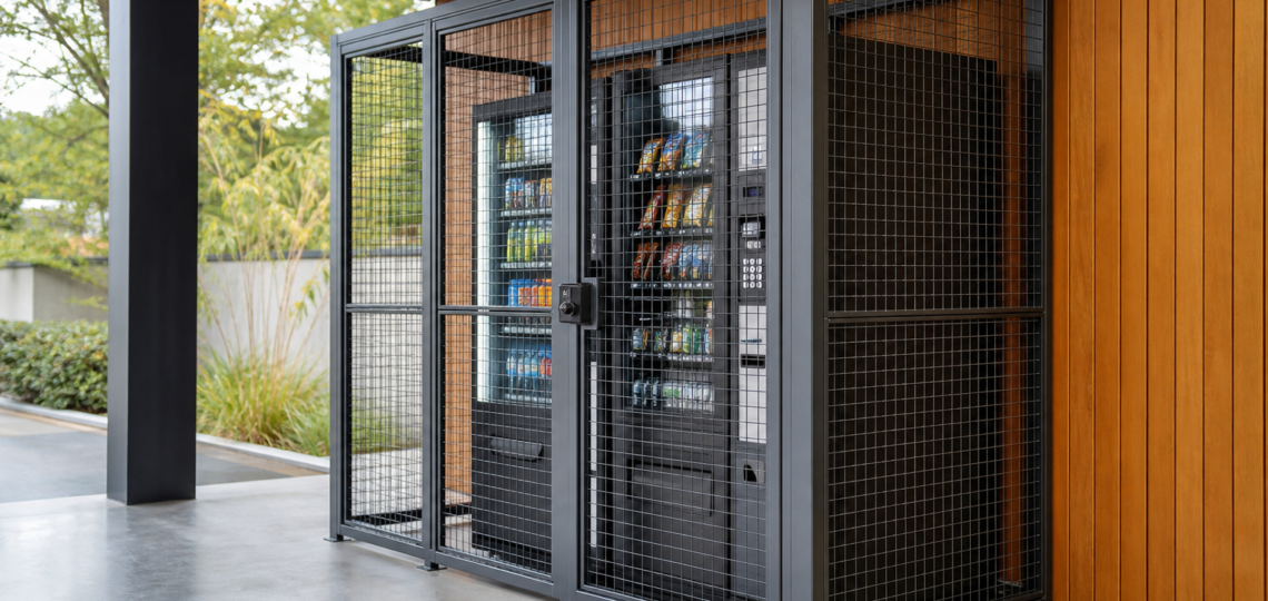 Illustration : Cages de protection sur mesure pour distributeurs automatiques