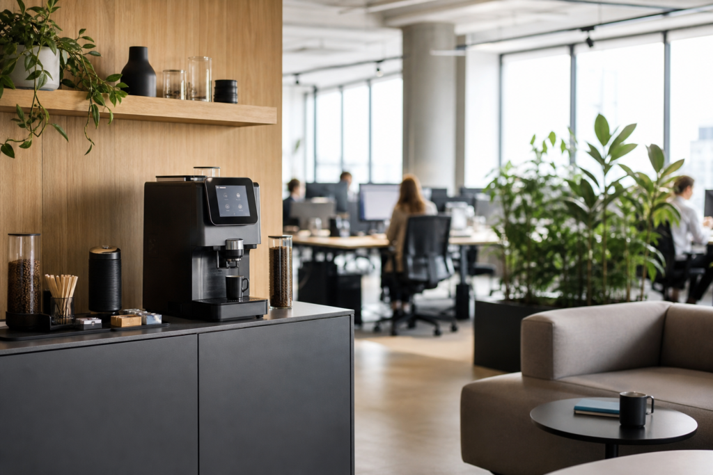 Illustration : Corner coffee compact pour bureau en Île-de-France