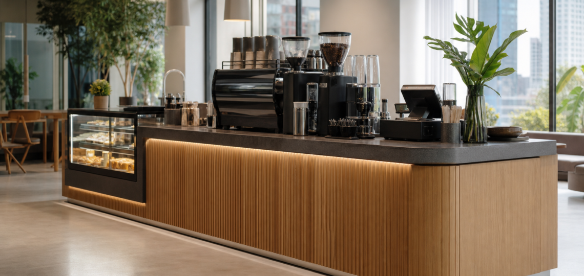 Illustration : Fabricant de mobilier pour corner coffee sur mesure