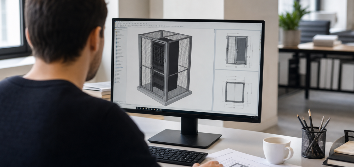 Illustration : Préparer un projet de cage de protection pour distributeur automatique