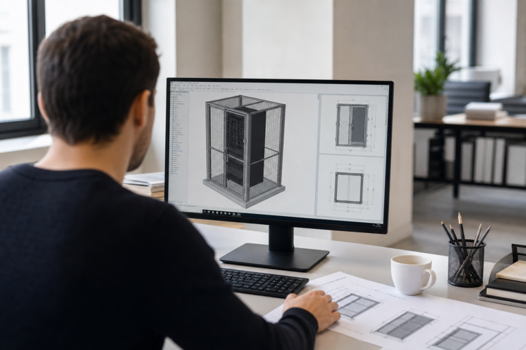 Illustration : Préparer un projet de cage de protection pour distributeur automatique