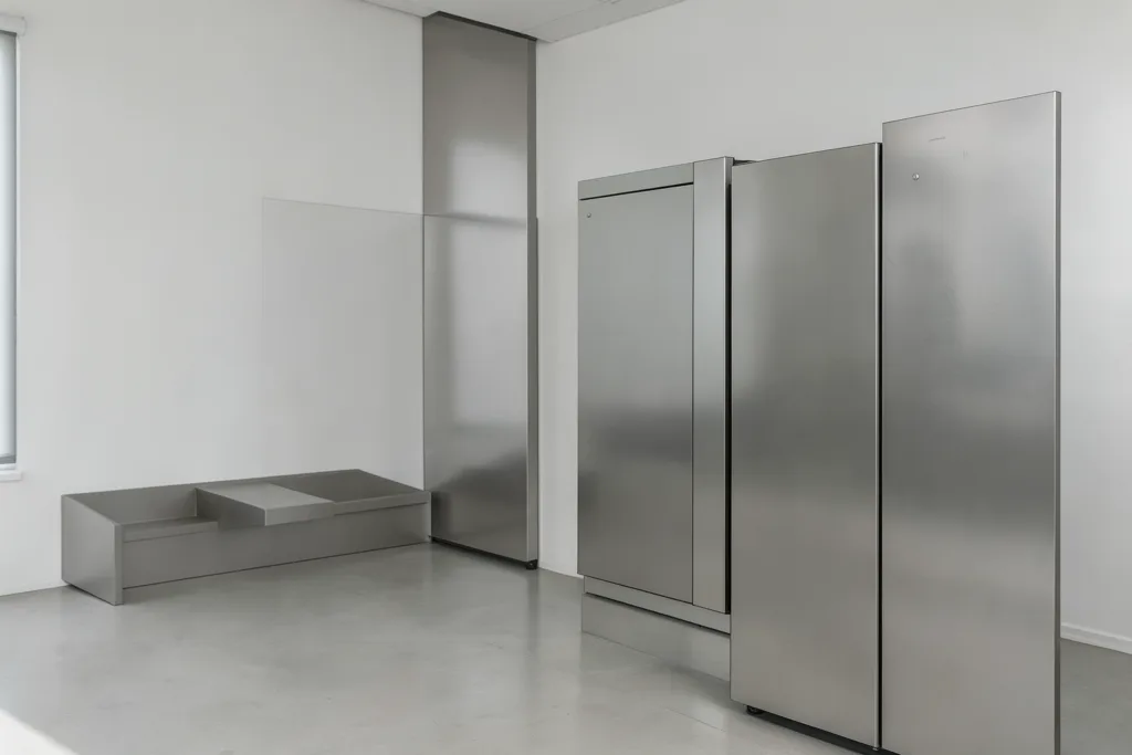 Illustration : Blindage distributeur automatique sur mesure : protection physique robuste en acier et inox