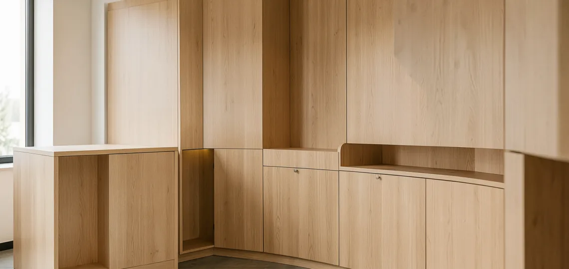 Illustration : Habillage distributeur automatique en bois : esthétique et intégration architecturale