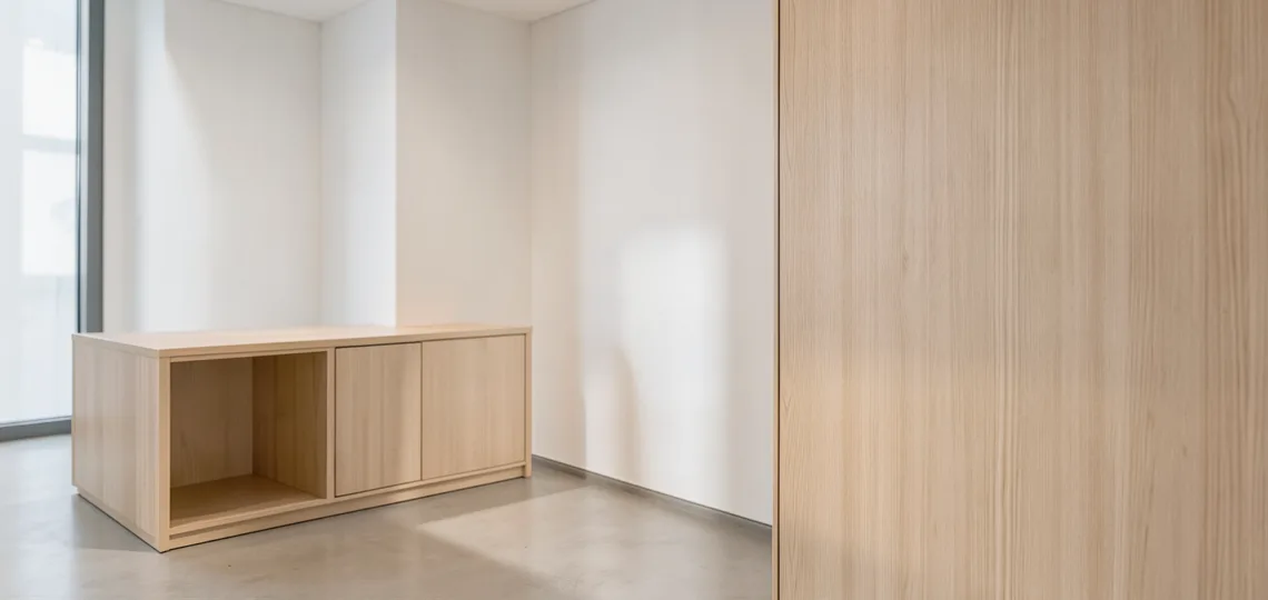 Illustration : Habillage distributeur automatique bois : intégration esthétique pour les bureaux