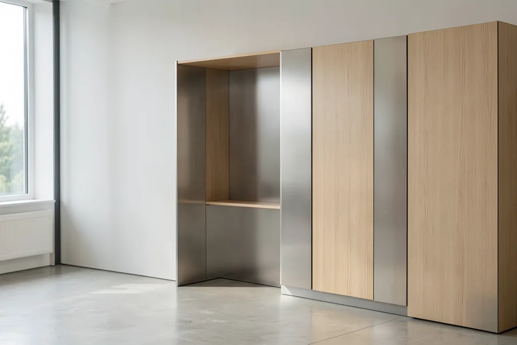 Illustration : Habillage distributeur automatique : bois, acier ou inox ?