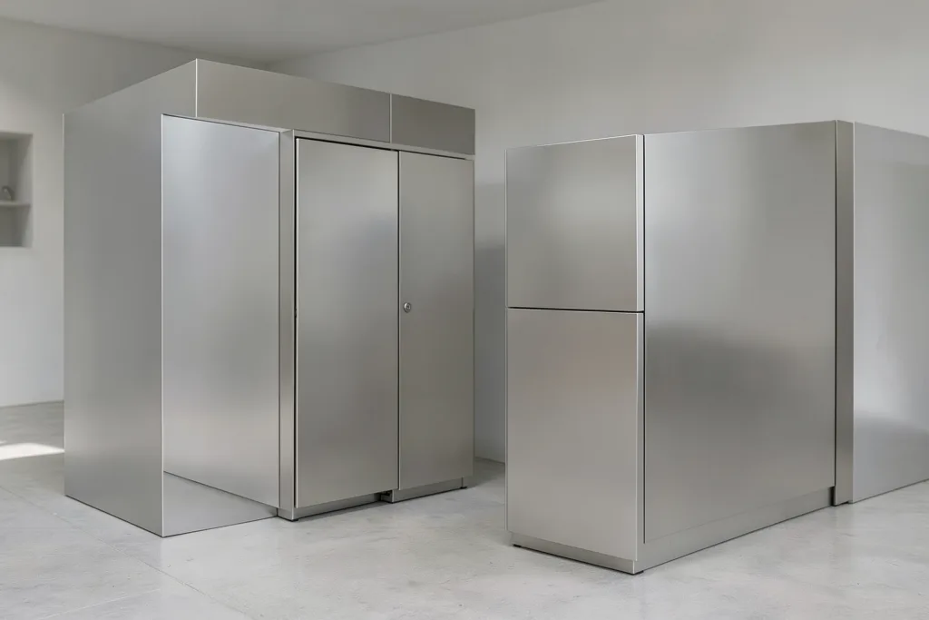 Illustration : Blindage distributeur automatique extérieur : protection acier et inox