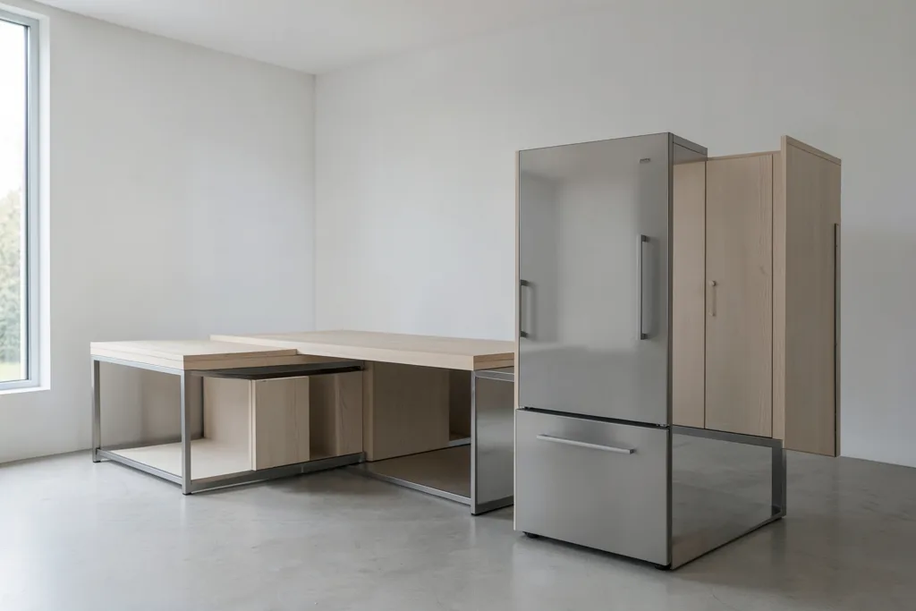 Illustration : Fabricant mobilier vending France : allier menuiserie bois et métallerie acier/inox