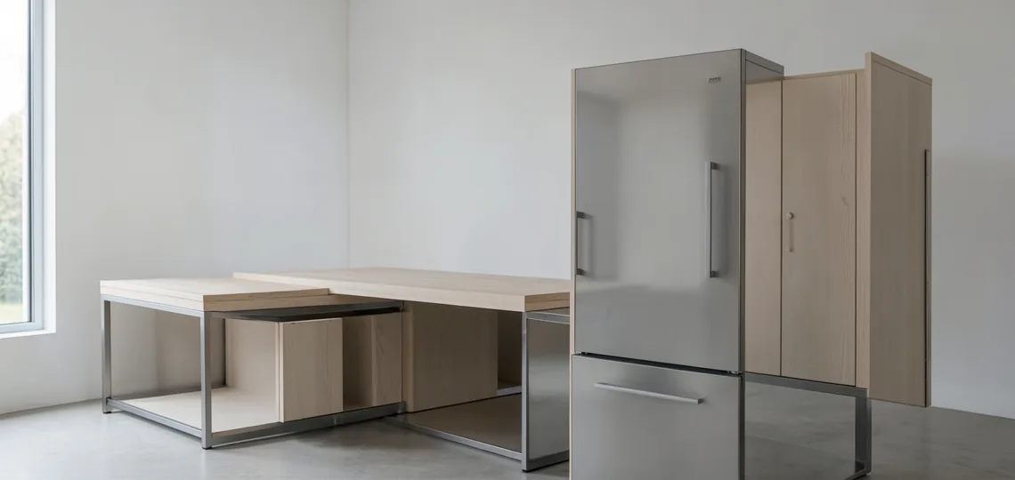 Illustration : Fabricant mobilier vending France : allier menuiserie bois et métallerie acier/inox
