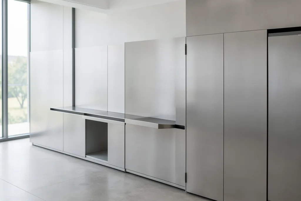 Illustration : Installation de mobilier vending en acier et inox : résistance et durabilité