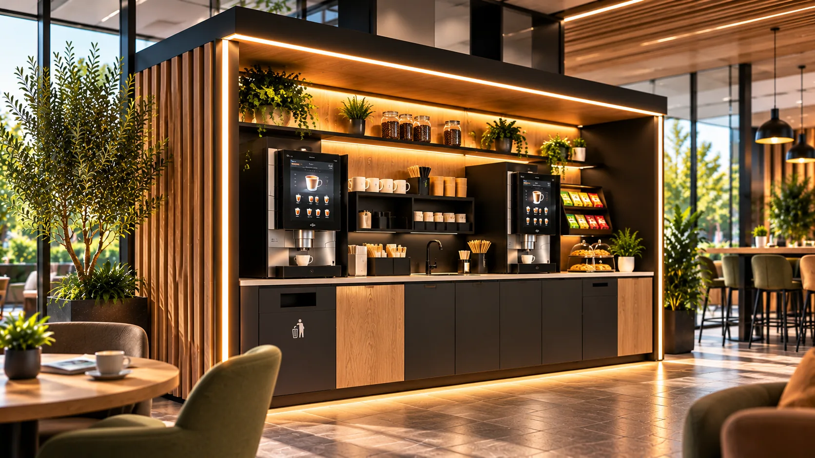 Bar à café moderne et chaleureux